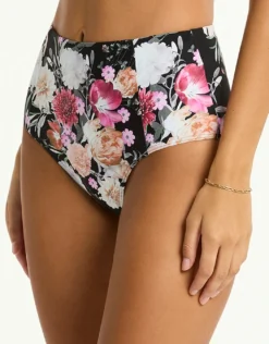 Belle Panelled High Waist Bikini Pant - Black