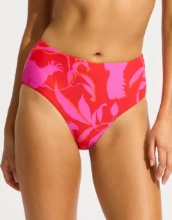Birds of Paradise High Waist Bikini Pant - Chilli Red
