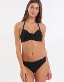 Black Eyro Twist Halter Bikini Top - Black