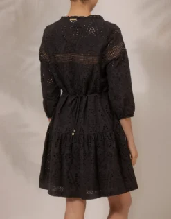 Borneo Lace Insert Mini Tunic - Black