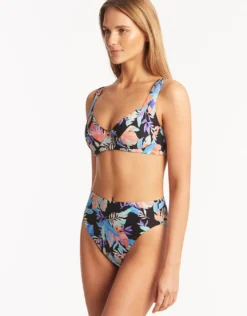 Botanica Underwired C/D Cup Bikini Top - Black