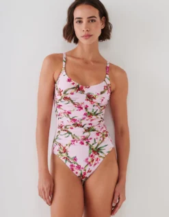 Botanique Ruched Underwired Swimsuit - Tangy Pink