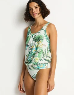 Breezer Blouson Tankini Top - White