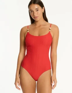 Caracus Scoop Neck Swimsuit - Spice Red