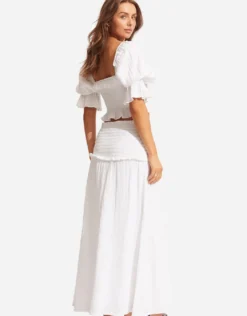 Caspian Shirring Top - White