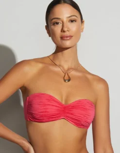 Ceylan Ruched Bandeau Bikini Top - Pink