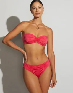 Ceylan Ruched Bandeau Bikini Top - Pink