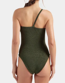 Clara Swimsuit With Gold Hoop - Metallic Khaki