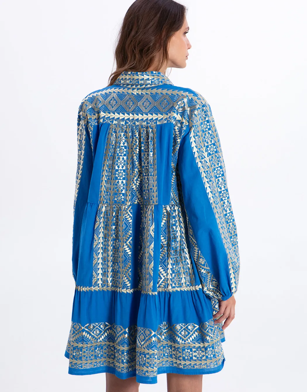 Classic Triangle Long Sleeve Mini Dress - Blue Raf and Gold