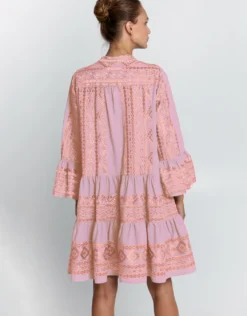 Classic Triangle Long Sleeve Dress - Pink and Pink Bronze