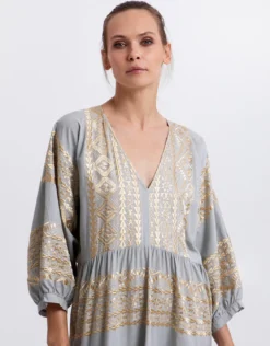 Classic Triangle Maxi Dress - Stone and Gold