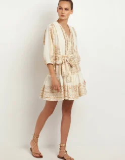 Classic Triangle Mini Dress - Natural and Gold