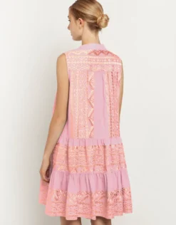 Classic Triangle Sleeveless Mini Dress - Pink and Pink Bronze