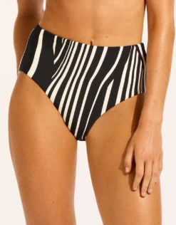 Coastline High Waisted Bikini Pant - Black
