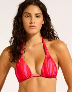 Coastline Multi Fit Longline Tri Bikini Top - Flame