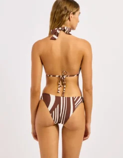 Coastline Multi Fit Longline Tri Bikini Top - Cocoa