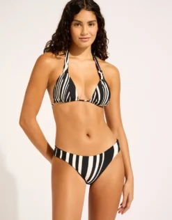 Coastline Multi Fit Longline Tri Bikini Top - Black