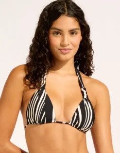 Coastline Multi Fit Longline Tri Bikini Top - Black
