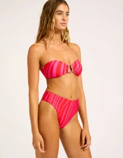 Coastline Ring Front Bandeau Bikini Top - Flame