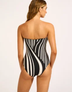 Coastline Ring Front Bandeau Swimsuit - Black