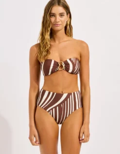 Coastline Ring Front Bandeau Bikini Top - Cocoa