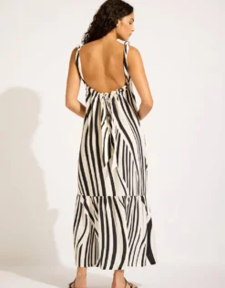 Coastline Tie Back Maxi Dress - Black