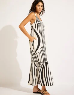 Coastline Tie Back Maxi Dress - Black