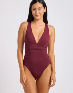 Collective Cross Back Swimsuit - Dark Burgundy