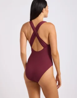 Collective Cross Back Swimsuit - Dark Burgundy