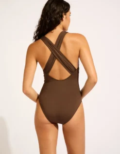 Collective Cross Back Swimsuit - Dark Chocolate