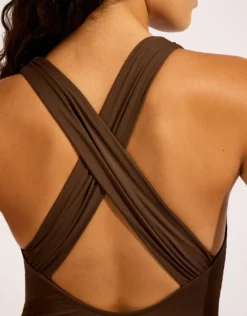 Collective Cross Back Swimsuit - Dark Chocolate