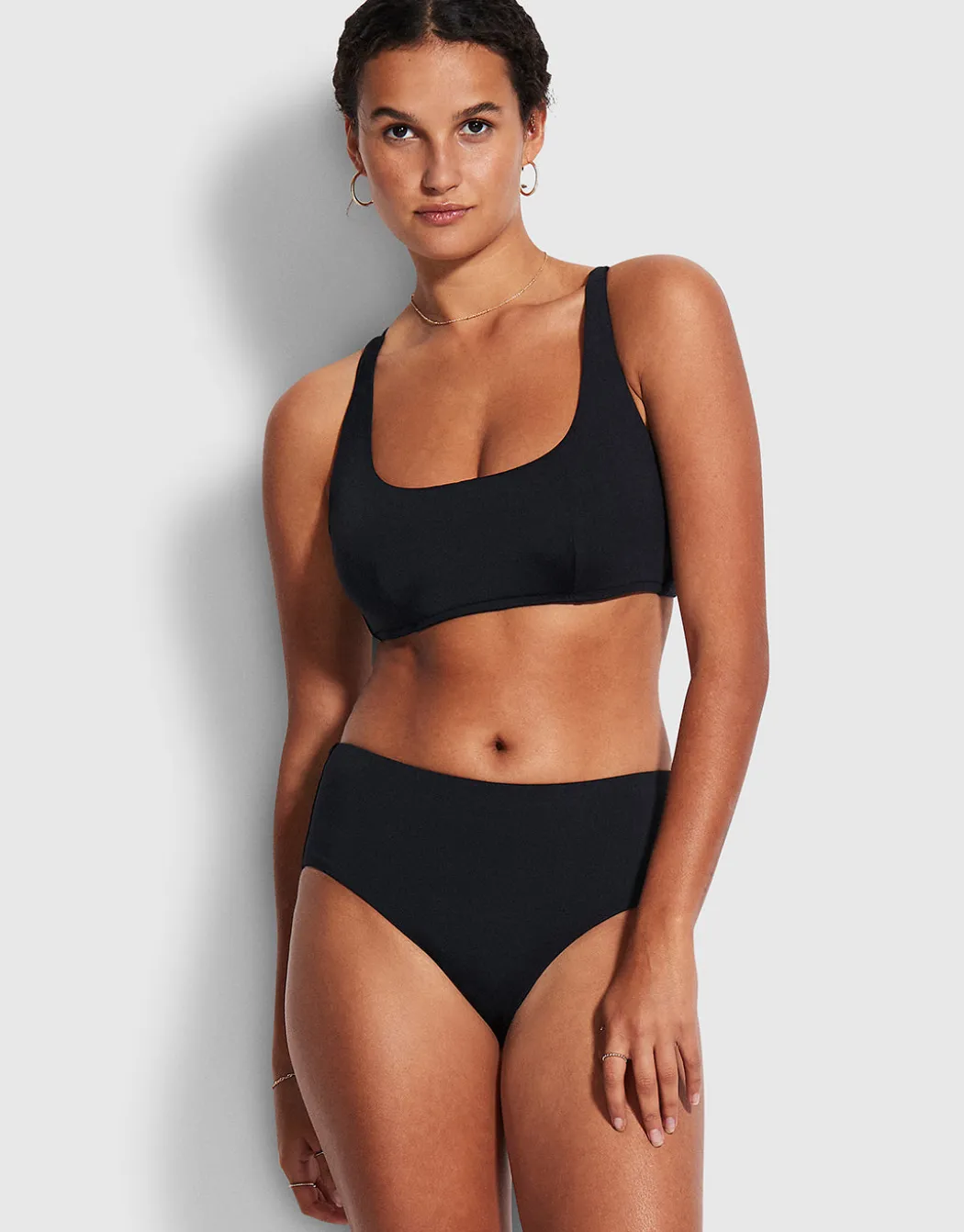 Collective DD Scoop Neck Halter Bikini Top - Black