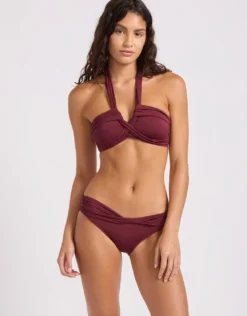 Collective Halter Bandeau Bikini Top - Dark Burgundy