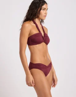Collective Halter Bandeau Bikini Top - Dark Burgundy