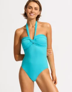Collective Halter Bandeau Swimsuit - Atoll Blue