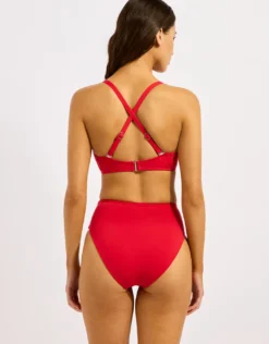Collective High Waist Wrap Front Bikini Pant - Cosmo Red