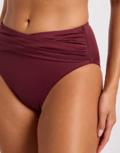 Collective High Waist Wrap Front Bikini Pant - Dark Burgundy