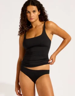 Collective Square Neck Tankini Top - Black