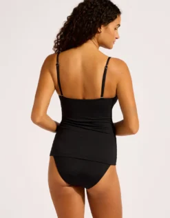 Collective Square Neck Tankini Top - Black
