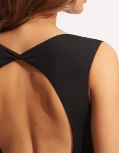 Collective V Neck Swimsuit - Black