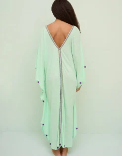 Colourblock Pom Pom Sevillana Dress - Aqua