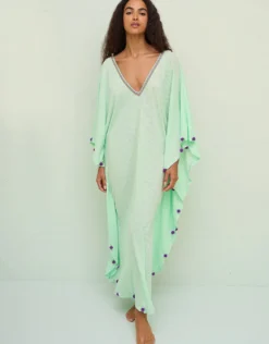 Colourblock Pom Pom Sevillana Dress - Aqua