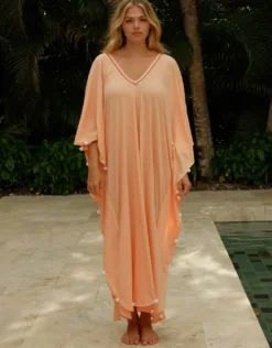 Colourblock Pom Pom Sevillana Dress - Melon