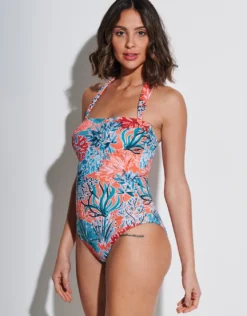 Coral Bandeau Swimsuit