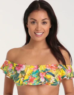 Corozal Tolvo Ruffle Off Shoulder Top - Yellow