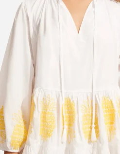 Corsica Embroidery Tier Dress - White