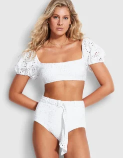 Costa Bella High Waisted Bikini Pant - White