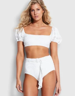 Costa Bella High Waisted Bikini Pant - White
