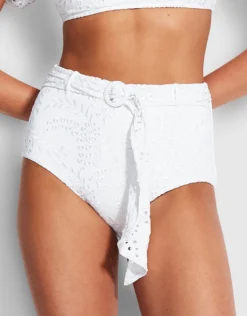 Costa Bella High Waisted Bikini Pant - White