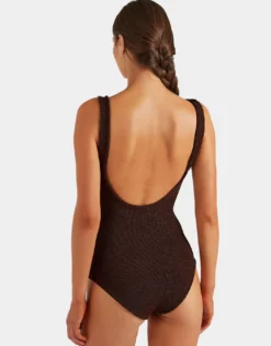 Coverage Celine Swimsuit with Tonal Hoop - Metallic Chocolate